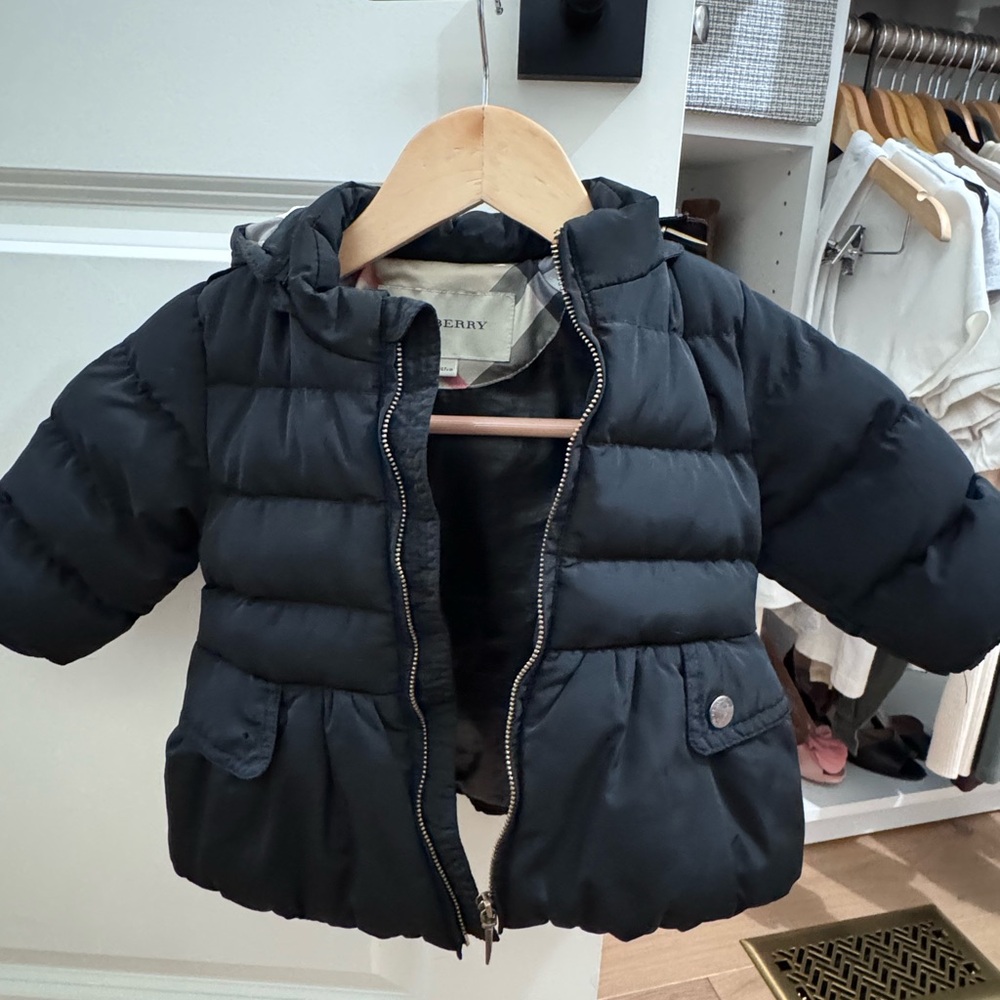 Burberry Black Quilted Jacket with Check Lining